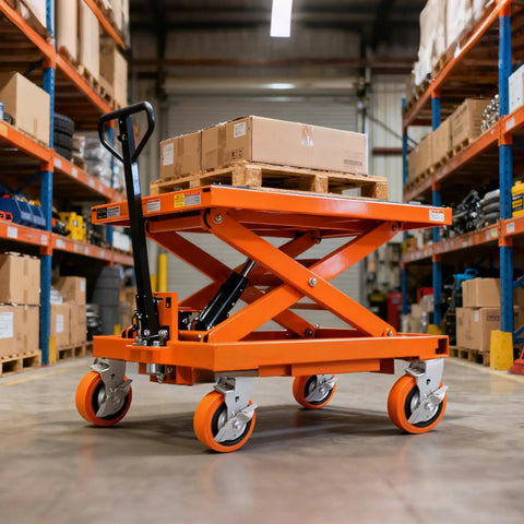 Warehouse lift cart with boxes on Six Inch Industrial Casters Set Of Four With Dual Ball Bearings And Polyurethane Wheels Heavy Duty 4500 Lbs