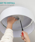 Installing Flush Mount Ceiling Light With Fabric Drum Shade, 15.75 Inch Diameter, 22W LED, Warm White 3000K