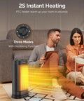 Two-Second 1500W Indoor Space Heater With PTC Ceramic Core showing heating effect near couple in living room