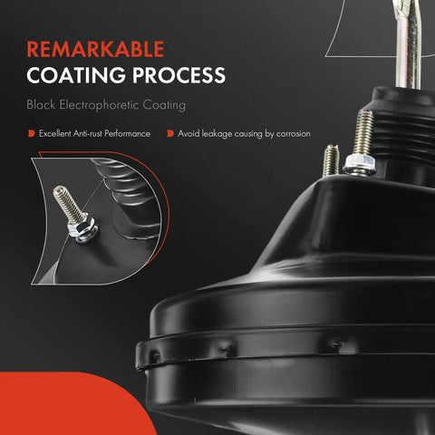 Tough As Nails Vacuum Brake Booster For Ford Bronco And F150 1994 To 1996 showcasing black electrophoretic coating and threaded bolts.