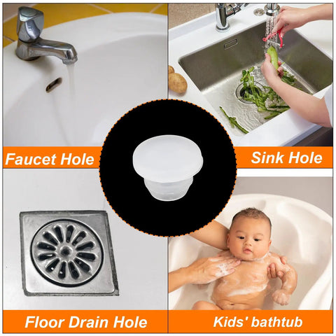 Twenty Piece Clear Silicone Snap In Hole Plugs 5 5mm Mounting Diameter With 1 5mm Narrow Groove For Kitchen Bulkheads And Panel Sealing Waterproof Gap Fillers That Drop Right In For A Zero Fuss Install in faucet, sink, floor drain, and kids' bathtub.