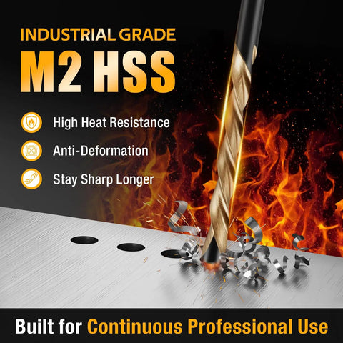 50 Pcs Drywall Rotor Tips 5 32 In Guide Point Cutting Bits M2 HSS Spiral cutting metal, highlighting durability in flames.