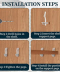Installation guide for Clear Plastic Shelf Clips 40 or 50 Piece Set Self Locking Cabinet Support Pegs