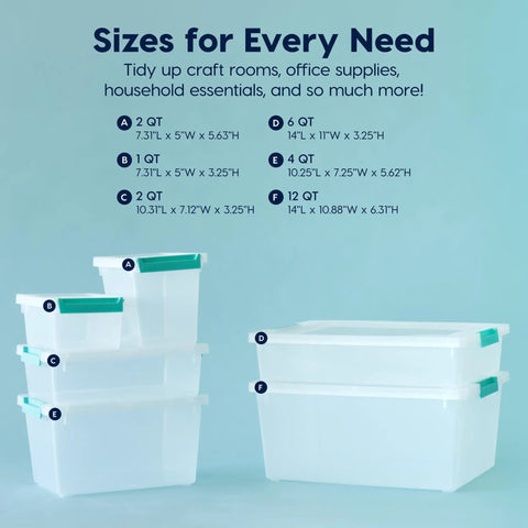 Premium Clear Storage Bins With Reliable Snap Lids 6 Quart Plastic Organizer Containers 4 Pack Made In Usa For Office Documents Notebooks And Files Gonna Keep Your Shelves Neat Straight Up A Must Have