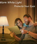 Couple enjoying warm white light from Sleek Black Table Lamps Set of 2 For Living Room And Bedroom Touch Control Nightstand Lamps
