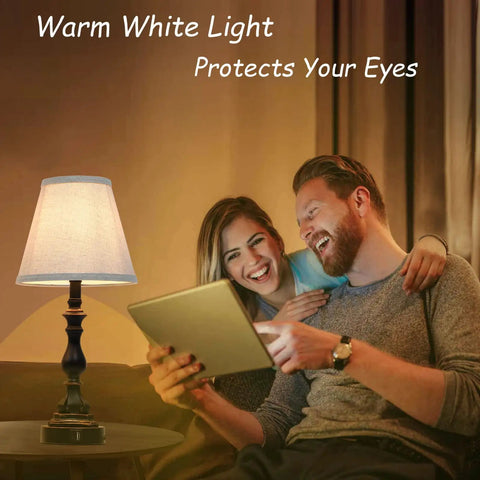 Couple enjoying warm white light from Sleek Black Table Lamps Set of 2 For Living Room And Bedroom Touch Control Nightstand Lamps