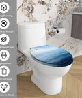 Elongated Resin Toilet Seat for Bathroom with ocean design, fits most toilets, easy to clean, simple to install.