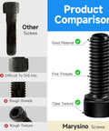 Comparison of 159Pcs M6 Black Oxide Carbon Steel Hex Socket Head Cap Screws with other screws showing texture and material quality.