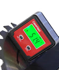 Digital Angle Gauge DAG V1 With Backlit Display showing 5.14 degrees on table saw blade