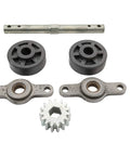 Through-Frame 2x2 RV Slide-Out Gear Pack Replacement For Quick Slide Restoration, metal and plastic gear components displayed
