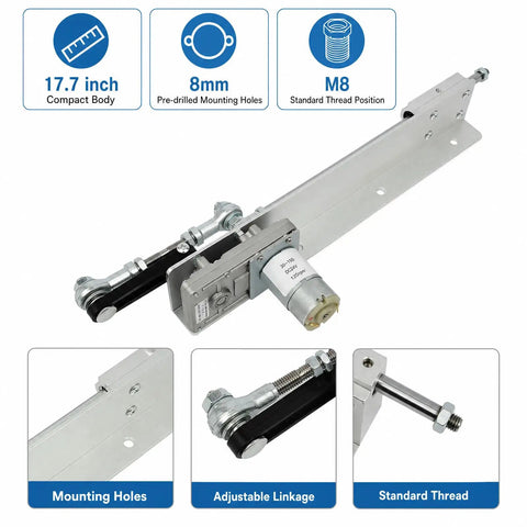 Kickass Reciprocating Cycle Linear Actuator With Fully Adjustable Stroke And Smooth Speed Control Plug And Play Diy Automation Gear Rock Solid Dc 24v Electric Motor parts including compact body and adjustable linkage.