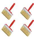 Four Piece Pro Grade Stain Applicator Set With Natural Bristles For Deck And Furniture Coating Projects, Rustproof Ferrules