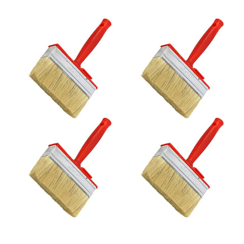 Four Piece Pro Grade Stain Applicator Set With Natural Bristles For Deck And Furniture Coating Projects, Rustproof Ferrules