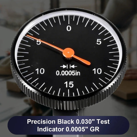 Boss Level Test Indicator Black 0.030 Inch Travel, 0.0005 Inch Precision, Dial Reading 0-15-0, 270 Degree Swivel, Two Directional, Isolated Pinion Assembly for Machine Setup and Production Machinist Favorite