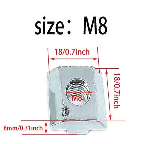 20 Pack T Nuts Sliding Slot Nuts For 40 Series Aluminum Extrusions M8 Threaded Slide Fit 4040 Profiles Durable Zinc Nickel