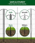 Comparison of No Dig Decorative Outdoor Garden Fence with sturdier poles and others, showing durability on grassy surface.