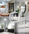 Collage of home spaces lit by 4 Pack Vintage E26 LED Edison Bulbs 100W Equivalent 1400LM High Brightness 8W ST58 Filament Bulbs