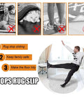 Image showing benefits of Rug Grippers With Super Sticky Hold For Anti Curling And Non Slip Carpet Tape, prevents slipping and falling.