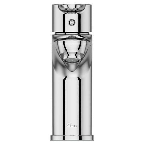 Modern Single Handle Bathroom Faucet For 1 Hole Sink In Polished Chrome With Pop Up Drain And Push And Seal Technology