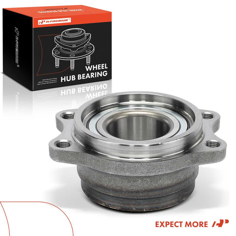 Beefed Up Rear Wheel Bearing And Hub Assembly For Mitsubishi Lancer Evolution AWD 2003-2006, Eclipse AWD 1995-1999, Eagle Talon AWD 1995-1998 Replacement Axle Hub Kit shown with box packaging in background.