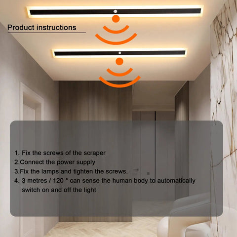Product instructions for JGSYD Smart Sensor Control Wall Light with Motion Sensor Led Wall Lamp Acrylic Wall Mounted Long Strip Wall Sconce Minimalist Soft Light for Courtyard Hallway,White Light-100Cm.