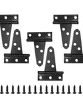 2 Inch T Strap Hinges Six Pack Heavy Duty Black Carbon Steel with screws for barn doors, fences, cabinets, gates, and shutters.