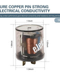 Universal 2 Pin 12Volt Automotive Flasher Relay Featuring Heavy Duty Copper Coils And Bombproof Sealed Housing For Dead Reliable Turn Signal Blinker Swap, showing copper coils and dimensions.