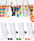 Eight Pairs Sublimation Socks Blanks Set with 15.7 Inch Heat Transfer Polyester Socks for Custom Designs and Crafting