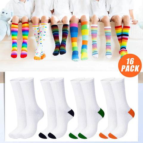 Eight Pairs Sublimation Socks Blanks Set with 15.7 Inch Heat Transfer Polyester Socks for Custom Designs and Crafting
