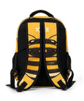 Back view of Golden Bloom Bumblebee Printed Unisex Backpack with Large Capacity for School and Travel, featuring breathable straps.