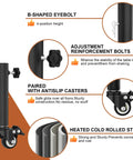 Heavy Duty 7 Inch Adjustable Metal Table Leg Extenders Featuring Smooth Rolling Locking Casters for height adjustment and stability.