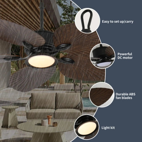 Daklpiw 52" Retro Fan Lamp Tropical Ceiling Fan with Light and Remote featuring a powerful DC motor and durable ABS blades.