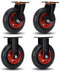 Heavy Duty 8 Inch By 2 Inch Casters Set Of 4 With 3600 Lb Total Capacity And 900 Lb Per Caster Solid Rubber Wheels With Knobby Tread