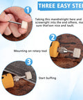 Illustration of 110 Piece Value Packed Buffing Wheel And Polishing Kit For Rotary Tools With 1 Eighth Inch Shank in use.