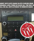 Pin Style Car Radio Removal Kit With DIN Release Keys 4 Pack Aluminum Fascia Tools for easy radio access in vehicles.
