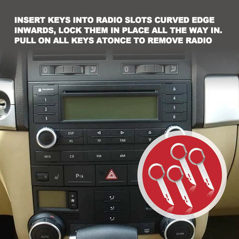Pin Style Car Radio Removal Kit With DIN Release Keys 4 Pack Aluminum Fascia Tools for easy radio access in vehicles.