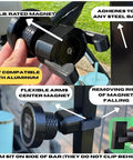 Close-up of V2.5 Magnetic Golf Cart Phone Mount With 110Lb Magnet Ball Joint Neck Anti Rattle Lock demonstrating steel bar attachment.