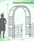 Diagram of Garden Arbor With Gate Metal Arch Trellis For Climbing Plants And Vines 84 Inch High 54 Inch Wide dimensions