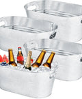 Quad Pack Four Gallon Galvanized Ice Buckets With Heavy Duty Carry Handles For Beers Wines Cocktails And More Rust Proof Leak Proof Metal Cooler Tubs