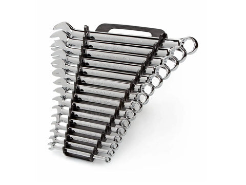 Beefy 15 Piece SAE Combination Wrench Set With Angled Open End For Tight Spaces 1/4 Inch To 1 Inch Sizes Plus Holder Shop Ready Gear For Your Home Garage Or Pro Shop