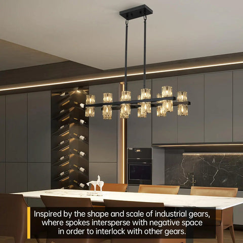 Wagon Wheel 9 Light Farmhouse Chandelier In Matte Black 32 Inch Industrial Pendant Light Fixture above kitchen island