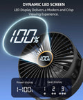Portable Stroller Mini Fan For On The Go Moms And Dads Rechargeable Personal Cooling Fan with LED display showing 100% power