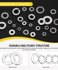 Must Have 400 Piece Stainless Steel Lock Washer Set With Flat, Split, Internal Tooth And External Tooth Washers In Six Sizes