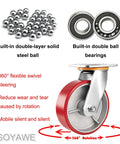 Heavy Duty Swivel Caster Set Of Four With Locking Brakes Silent Polyurethane Wheels showing 360° swivel capabilities and steel ball bearings.