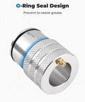 Close-up of 44mm Front And Rear Wheel Bearing Greaser Aluminum UTV Tool With O Ring Sealed Design illustrating grease prevention.