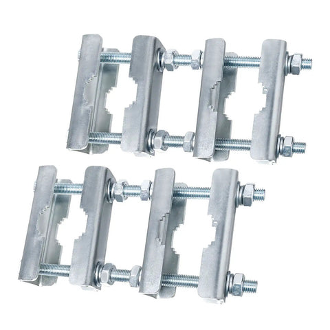 Two Sets Beefy Mast-To-Mast Clamp Bracket Kit With V Jaw Blocks For 1 To 2.5 Inch OD Poles Heavy Duty Mounting Hardware For Ham TV Antennas Security Cameras Weather Stations, galvanized steel clamps