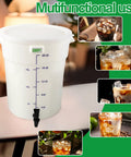 Five Gallon Round White Cold Brew Bucket System For Commercial Use With Drip Free Spigot And Recipe Guide Ideal For Home Office Or Small Coffee Spots