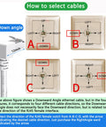 Diagram showing 90 Degree Right Angle Cat6 Ethernet Cable 10 Ft White Low Profile, illustrating installation directions for RJ45 connectors.