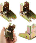Badass Self Locking Folding Hinges, Slick 0-90 Degree Leg Support Brackets, galvanized steel hardware in use.