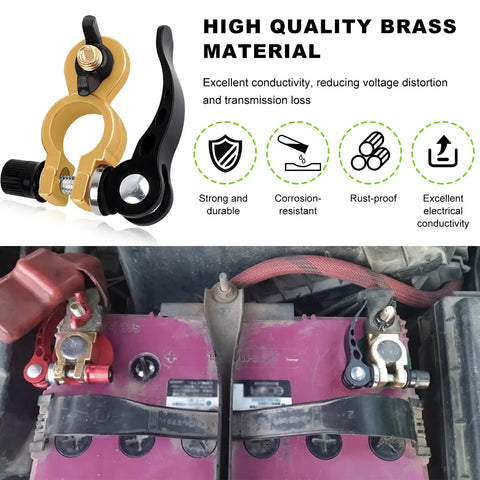 Battery Terminal Connectors 2 Pack Quick Disconnect Terminals With Anti Corrosion Pad Positive And Negative Top Post Ends